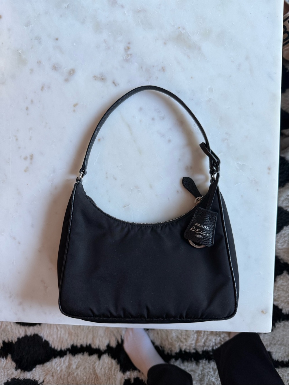 Prada Black Nylon Shoulder Bag with Logo Plaque - Picture 4 of 8